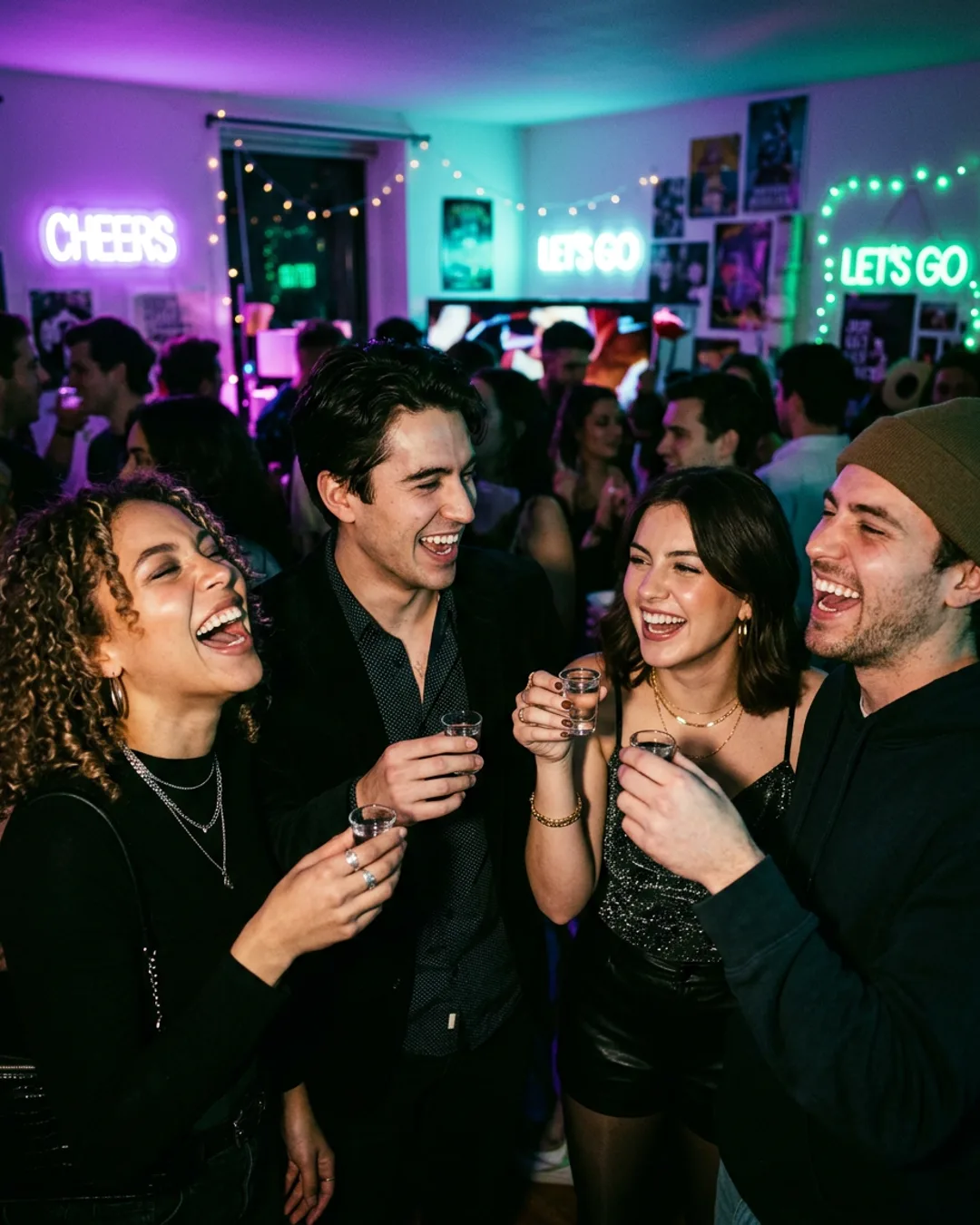 Friends pregaming before a night out